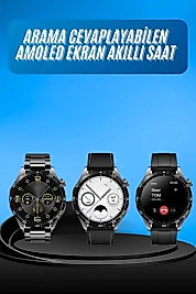 Amoled Ekran 3 Kordonlu Akıllı Saat 5.0 Bluetooth Bağlantılı Android ve İOS Uyumlu