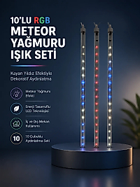 Dekoratif RGB LED Işık Çubuğu Seti 10 Adet Çubuk Kayan Yıldız Efektli