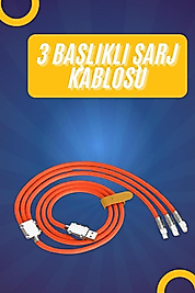 120W LED Işıklı 3 Başlıklı Şarj Kablosu 1.2m UUCZZZS219ŞARJKABLOSUUUUUU1