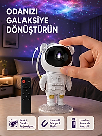 Astronot Şekilli Galaxy Projeksiyon Lambası Nebula Efektli Dekoratif Lamba