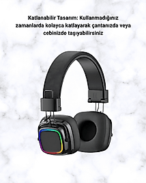 Kulak Üstü Bluetooth Kulaklık RGB Işıklı Katlanabilir UCZZZXY30SODO-4