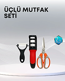 Çok Fonksiyonlu Mutfak Makas Seti – 3 Makas, Bileyici ve Soyacak Dahil