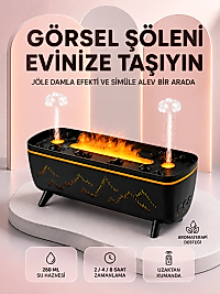 Dekoratif Siyah Hava Nemlendirici Jöle Damla ve Alev Efektli LED Işıklı Aroma Difüzörü