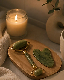 2 Parça Jade Stone Cilt Bakım Seti Şişkinlik Karşıtı Yüz Masajı