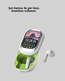 Şık Tasarımlı Siyah Beyaz Kablosuz Kulaklık Çoklu Dil Destekli