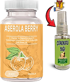 YOĞUN ASEROLA BERRY EKSTRATLI PROBİYOTİKDETOX 30LU SOFT JEL KAPSÜLLER + ÇÖREK OTU MASAJ YAĞI