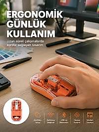 Şeffaf Kablosuz Mouse Bluetooth Bağlantılı Sessiz Tıklama Yeni Nesil