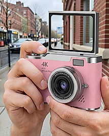 48 MP Dijital Kamera Flip Ekran 18x Zoom UCZZZLK007FOTOĞRAFMAKİNESİPEMBE
