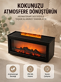 Aroma Difüzörü Simüle Alev Efektli Sessiz Hava Nemlendirici 250 ML