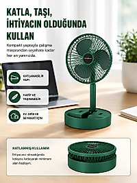 Şarjlı Mini Fan Katlanabilir 3 Hız Ayarlı Taşınabilir Tasarımlı