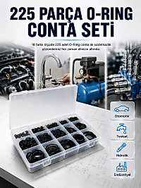 18 Ölçü O-Ring Conta Seti Otomotiv, Tesisat ve Hidrolik İçin Kauçuk Conta Kiti