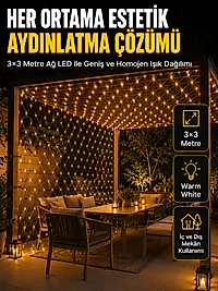 3x3 Metre Ağ LED ile Bahçenize Sıcak ve Şık Aydınlatma