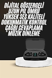 Kablosuz Dijital Göstergeli Çağrı Cevaplayabilen TWS 5.0 Bluetooth Kulaklık