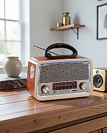 Nostalji Bluetooth Radyo Ahşap Eskitme Tasarım UCZZZV01NOSTALJİ-6