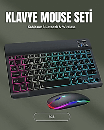 RGB Aydınlatmalı Şarjlı Kablosuz Klavye ve Mouse Seti – Modern ve Kompakt Tasarım