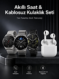 Akıllı Saat ve Kulaklık Seti Dokunmatik Ekran 5.0 Bluetooth Bağlantılı Sesli Görüşme