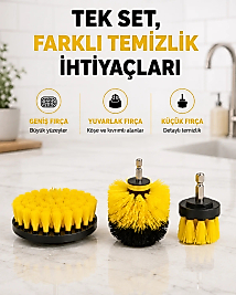 3’lü Matkap Temizlik Fırçası Seti – Banyo, Mutfak ve Araç Jantı İçin Etkili Yeni Nesil