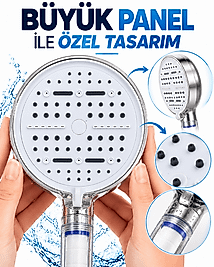 6 Modlu Filtreli Duş Başlığı Büyük Panel Metalik Beyaz büyükboyfiltreli-beyaz-5