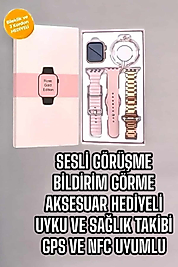 Akıllı Saat Amoled Ekran 3 Kordonlu Aksesuar Hediyeli Sesli Görüşme