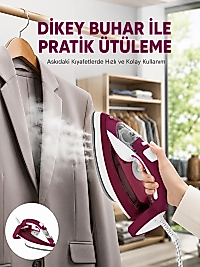 Yeni Nesil Kırmızı Buharlı Ütü 2200 Watt Seramik Tabanlı Yüksek Buhar Gücü