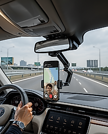 Araç İçi Dikiz Aynası Telefon Tutucu 360° Döner Katlanabilir