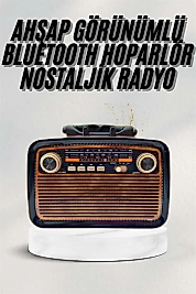 Bluetooth Hoparlör Ahşap Renk Vintage Işıklı Nostaljik Radyo Fm Ahşap Görünümlü