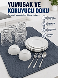 Su Emici Bulaşık Kurutma Matı Kaydırmaz ve Yumuşak Dokulu Kurutmalık