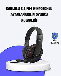 Kırmızı Kulaklık Mikrofonlu Ayarlanabilir Konforlu Tasarımlı