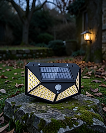Güneş Enerjili 100 LED Hareket Sensörlü Dış Mekan Lamba XUCZZZDUVARLAMBASI-1-1