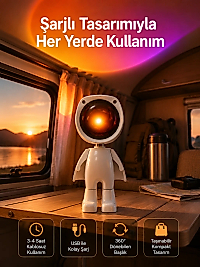 Gün Batımı Projektör Lamba Astronot Görünümlü Dekoratif Masa Lambası