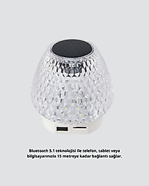 Mini LED Işıklı Bluetooth Hoparlör 5W Kristal Desenli 1200 mAh Şarjlı