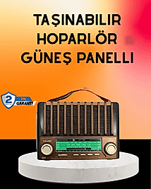 Solar Şarjlı Taşınabilir Radyo Bluetooth Hoparlör USB SD Destekli