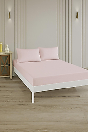 %100 PAMUK ÇARŞAF TAKIMI-Pudra