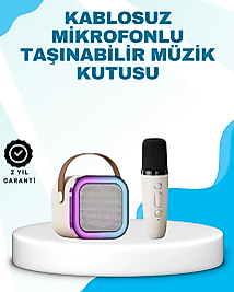 Karaoke Mikrofon Hoparlör Seti Bluetooth Kablosuz Taşınabilir