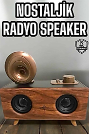 Bluetooth Hoparlör Ahşap Retro Klasik Gramofon UUCZB6SPEAKER3-1
