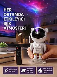 Astronot Yıldız Projeksiyon Lambası 8 Efektli Uzaktan Kumandalı Gece Işığı