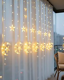 Hilal Yıldız LED Perde Işık Balkon Pencere ve Oda Dekorasyonu