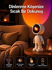 180 Derece Dönebilen Astronot Masa ve Gece Lambası Projektör