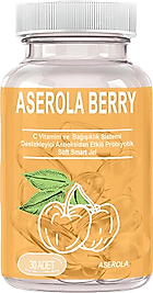ASEROLA BERRY: 1 ADET ASEROLA EKSTRESİ IÇEREN C VİTAMİNLİ ANTİOKSİDANLI PROBİYOTİK 30LU SOFT JEL KAPSÜLLER