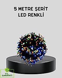 5 Metre 50’li LED Işık – Siyah Kablolu, Çok Fonksiyonlu, İç ve Dış Mekan Kullanımı