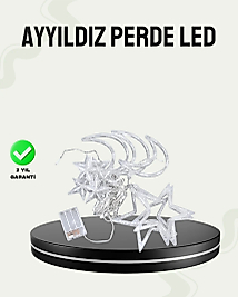 Prizli Yıldız Ay Perde LED Işık Ev ve Organizasyon Dekoru