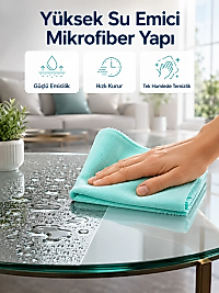 Cam Ayna ve Parlak Yüzeyler İçin Mikrofiber Temizlik Bezi Leke ve İz Bırakmaz