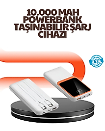Taşınabilir 10000 mAh Powerbank Dijital Göstergeli, Type-C ve USB Çıkışlı
