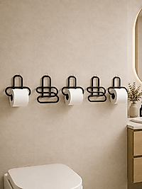 5 Adet Duvara Yapışkanlı Sıradışı Siyah Metal WC Kağıtlık Askısı