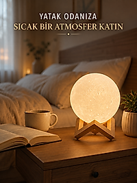 Dekoratif 3D Ay Işığı Masa Lambası Hediyelik Atmosfer Aydınlatması