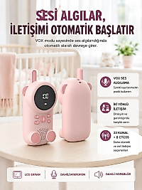 Uzun Menzilli Bebek Telsizi 1-3 Km Çekim 22 Kanal LCD Ekran VOX Şarjlı