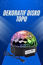 Küre Disko Topu Müzik Çalar Renkli Lazer Işıklı Bluetooth Disko Parti Işığı Kumandalı