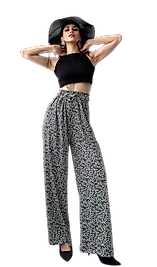 Desenli Beli Lastikli Bürümcük Pantolon -GRİ