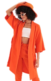 Rahat Kesim Kimono Üst - TURUNCU
