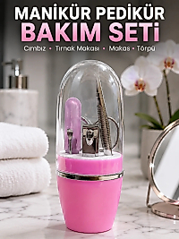 Pembe Tırnak Bakım Seti Cımbız Makas Tırnak Makası ve Törpü İçeren Kit